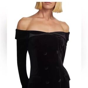 L’Agence Off Shoulder Blazer Top Black Velvet Size Medium NWT